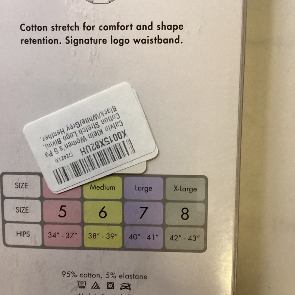 Calvin Klein New in box. Multicolor Cotton 5 Pack Bikini Set Sizes 5/S, 7/L, 8XL - Picture 4 of 5